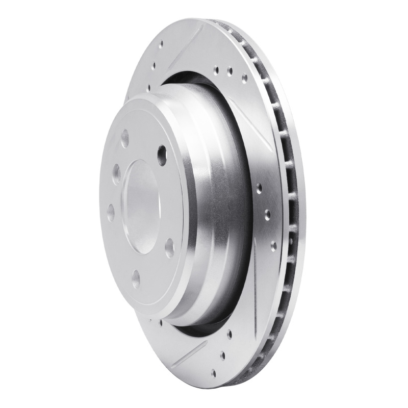 BMW 530I Brake Rotor (1) - Rear Left - R1 Concepts - Drilled & Slotted - Silver - `96-`03